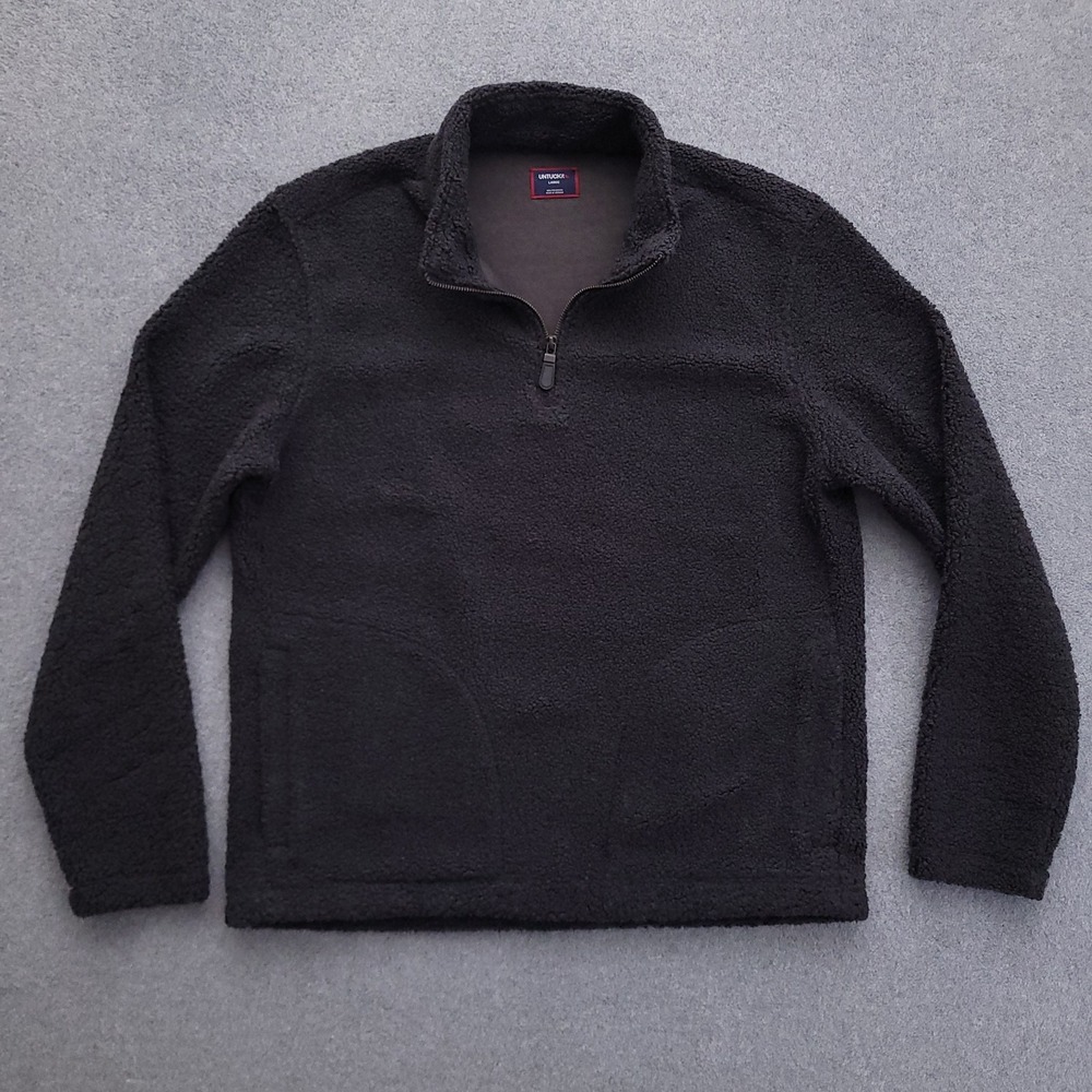 UNTUCKit Sweater Mens Large Deep Pile Fleece Heavy Quarter Zip Pullover Gray